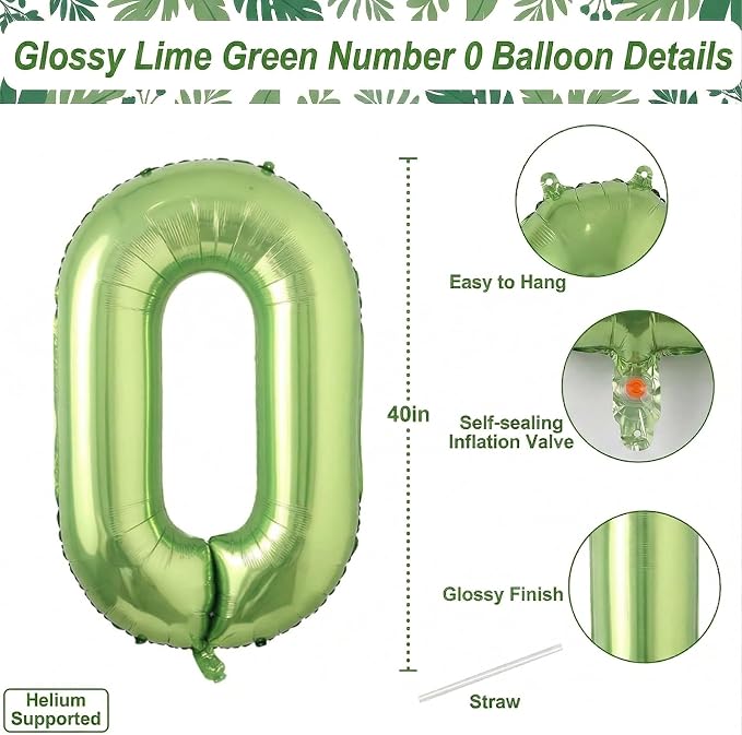 Light Green Number 10 Balloon 40 Inch, Glossy Metallic Double Digit Decor | - Image 4