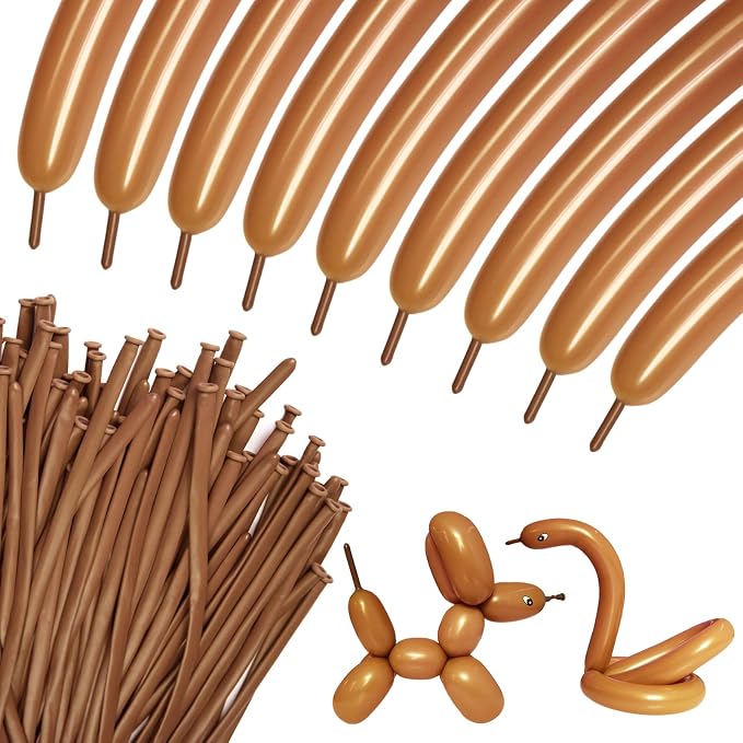 100Pcs 260 Balloons Brown Long Balloons by KUULBELAballoons