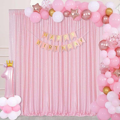 Pink Sequin Backdrop Curtain 8ft x 8ft Baby Shower Backdrop Drapes | Glitter - Image 2