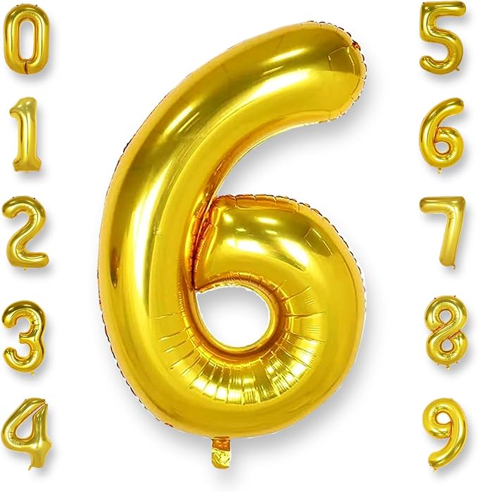 AULE 40 Inch Gold 6 Balloon Number Foil 0-9 Birthday Big Numbers | Birthday by AULE