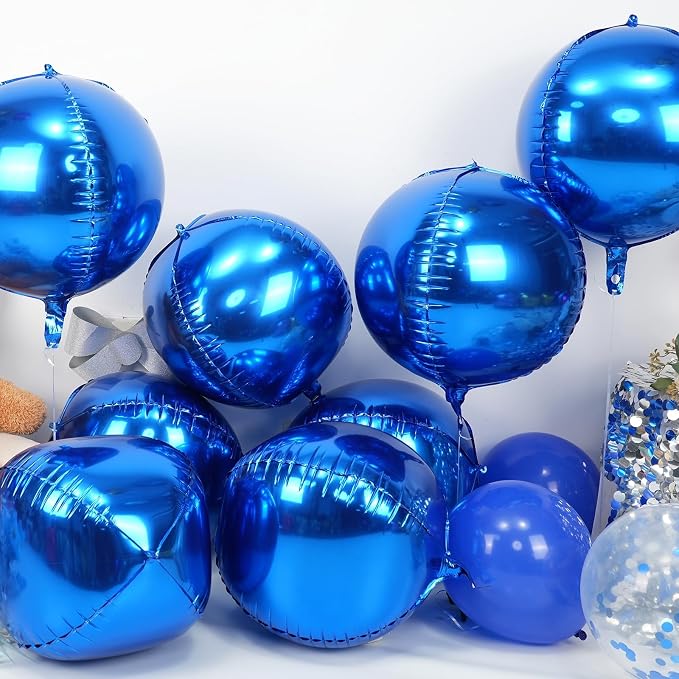 Royal Blue Round Foil Balloons 9 pcs - Image 3