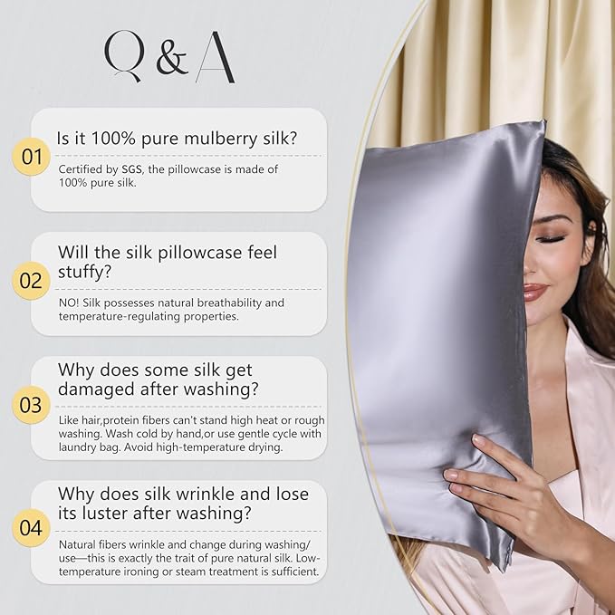 ZIMASILK 25 Momme 100% Pure Mulberry Silk Pillowcase for Hair and Skin Care, Highest Grade 6A Pillow Cases for Women, Long-Lasting Durablity, Gift for Women Men, 1Pc (Standard 20"x26", Navy Blue)
