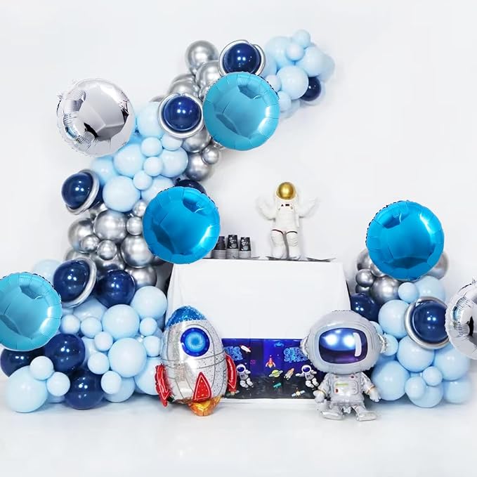 TONIFUL 30Pcs 18 Inch Balloons Large Blue and Silver Round Shape Foil Ballons - Image 4