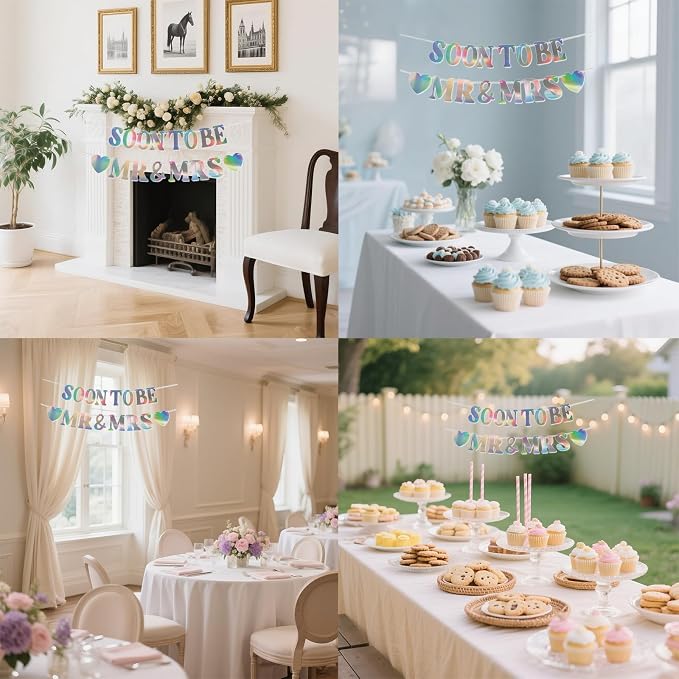Soon To Be Mr & Mrs Banner, Bridal Shower Sign, Pre-Strung Laser Wedding Banner - Image 5