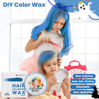 Temporary Blue Hair Color Wax for Kids, Women Men Colored Hair Styling Mud, Washable Style Dye for Girls Boys Teens, DIY Instant Hair Coloring Gel Cream for Cosplay Halloween Children's Day