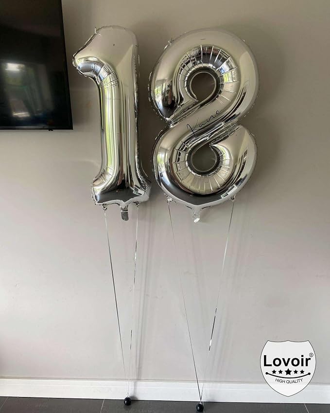 Silver 19 Number Balloons, 40 Inch Giant Number 19 Balloons Foil Mylar Helium - Image 7