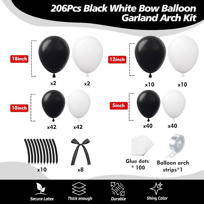 Black Bow Balloon Garland Arch Kit - Image 2