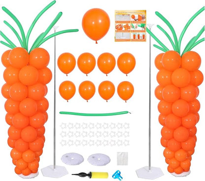 Carrot Balloon Column Stand Kit 2 Sets, 2 Adjustable Metal Pillars by KIRINDECORATION