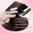 YoungSee Tape in Hair Extensions Real Human Hair Brown Balayage Tape in Hair Extensions Ombre Dark Brown Roots to Brown Tape-in Hair Extension Human Hair 14In for Everyday Wear 20pcs 50g