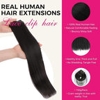 Lashey Real Human Hair Clip in Extensions, 9pcs 150g Straight 16 Inch #1B Natural Black Hair Extensions for Women