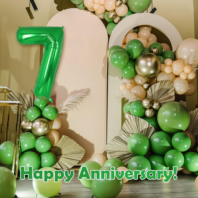 Dark Green Number 7 Balloon 40 Inch, Big Large Foil Helium Number Balloons - Image 7