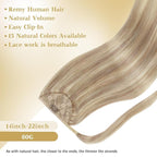 Ve Sunny Hair Extensions Ponytail Real Human Hair Wrap Around Clip in Ponytail Hair Extensions Straight Extensions Human Hair for Women Blonde Highlights for Women Warm Color 16inch 80G