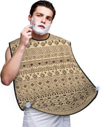 Beard Hair Catcher Bib, Waterproof Non-Stick Grooming Apron for Shaving Trimming, Perfect for Men Dad, Black Mud Beige and Brown Traditional Ethnic African Mudcloth White Abstract Boho Shave Bib