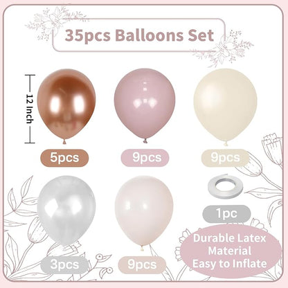 Dusty Pink White Balloons Pale Pink Beige Gold Balloon 12inch Metallic - Image 4