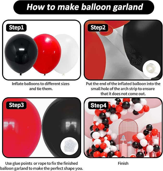 Red and Black Balloons, New Year, Graduation Decorations | 120pcs Red White and - Image 3