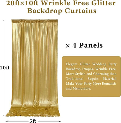 Outpain Thick 20 ft x 10 ft Gold Sequin Backdrop Curtain - Image 4