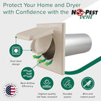 NO-PEST VENT, Exclusive Dual Door Dryer Vent Cover Outdoor 4 inch with Collar, Made in USA w Highest UV Resistant Plastic in any Outdoor Vent Cover (Tan, 4" Plastic WIth Collar)