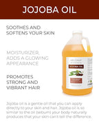 velona Jojoba Oil - 1 Gallon / 128 Fl Oz | 100% Pure and Natural | Golden, Unrefined, Cold Pressed, Hexane Free | Moisturizing Face, Hair, Body, Skin Care, Stretch Marks, Cuticles