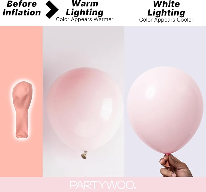 PartyWoo Pale Pink Balloons 100pcs Light Pastel Baby Pink Color | 36 18 12 10 5 - Image 3