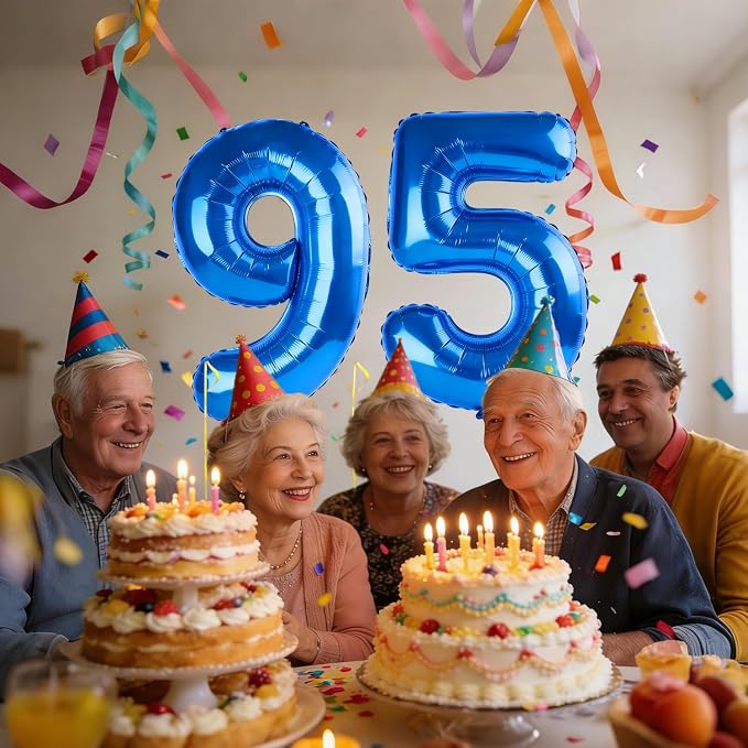 40 Inch Number 95 Balloons for 95th Birthday Party Decorations, 0-100 Dark Blue - Image 2