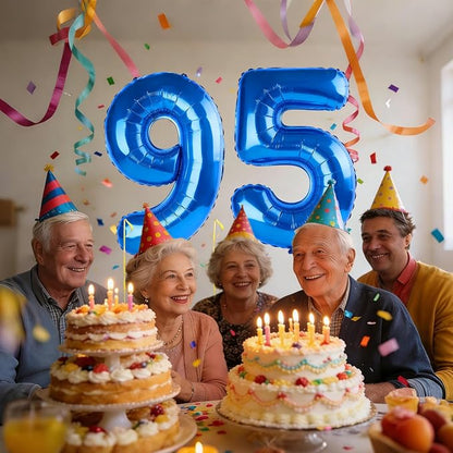 40 Inch Number 95 Balloons for 95th Birthday Party Decorations, 0-100 Dark Blue - Image 2