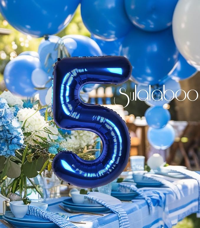 40 Inch Navy Blue Big Number 5 Balloon 0-9 Large Helium | Royal Blue 5th Foil - Image 7