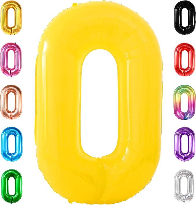 KatchOn Yellow 0 Balloon Number 40 Inch | yellow Number Balloons, Zero Balloon by KatchOn