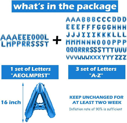 98 Pcs Blue Letter Balloons, Custom 3 Set A-Z Set - Image 3