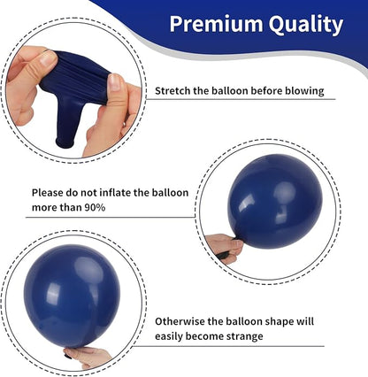 RUBFAC 65pcs Navy Blue Silver Balloons, 12 Inches Navy Blue White Metallic - Image 3