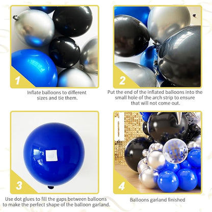 136pcs Royal Blue Black Balloon Garland Kit - Image 3