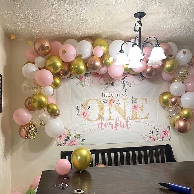 Pink Gold Balloons Set, 12 Inch Matte Pink Pastel Baby Pink Metallic Gold - Image 4
