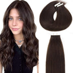 Lacer 16 Inch Tape in Extensions Real Human Hair Light Dark Brown Invisible Hair Extensions Tape in Remy Human Hair 50 Grams 20 Pieces