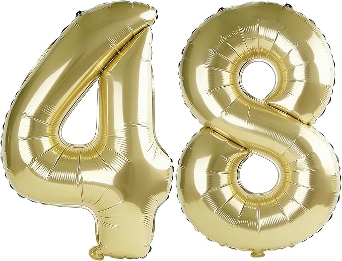 40 Inch Number 48 Balloons for 48th Birthday Party Decorations, 0-100 Champagne by FOBELEC