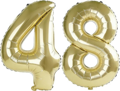 40 Inch Number 48 Balloons for 48th Birthday Party Decorations, 0-100 Champagne by FOBELEC