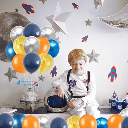 60Pcs Balloons Orange Blue, Outer Space Party Balloons Set, Graduation - Image 6