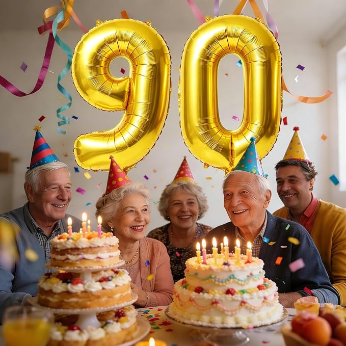 40 Inch Number 90 Balloons for 90th Birthday Party Decorations, 0-100 Gold - Image 2