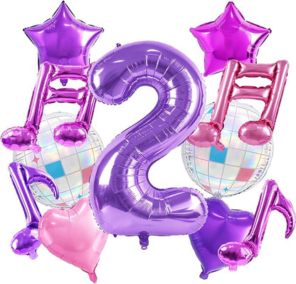 TONIFUL Girl‘s Purple Pink Music Themed 2nd Birthday Decorations | 40 Inch by TONIFUL