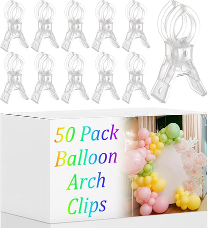 LemonRoad 50 Pack Large Balloon Arch Clips Plastic Transparent Backdrop Spring - Image 8