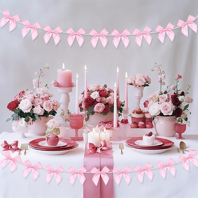 2pcs Pink Bow Garland Banner - Image 7