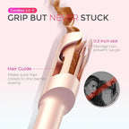 TYMO Cordless Automatic Curling Iron - TYMO CurlGo 1 Inch Beach Waves Rotating Curling Wand, Portable Hair Curlers for Travel, Dual Voltage & Rechargeable Curler for Women, Tangle-Free, Gold Blush