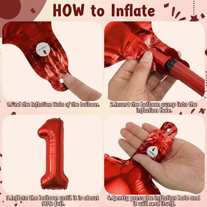 Red Number 1 Balloon 40 Inch, Foil Numeral - Image 5