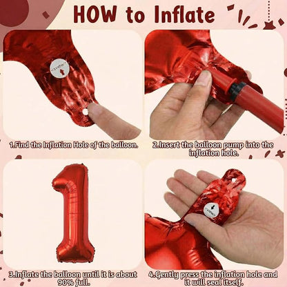 Red Number 1 Balloon 40 Inch, Foil Numeral - Image 5