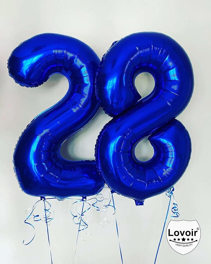 Navy Blue 28 Number Balloons, 40 Inch Giant Number 28 Balloons Foil Mylar - Image 6