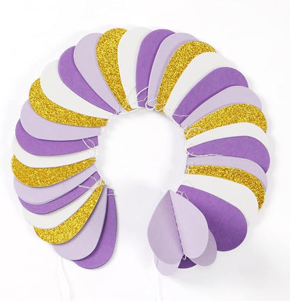 Purple-Gold Party-Decorations 3D Heart Garland - 39Ft White Purple Lavender - Image 3