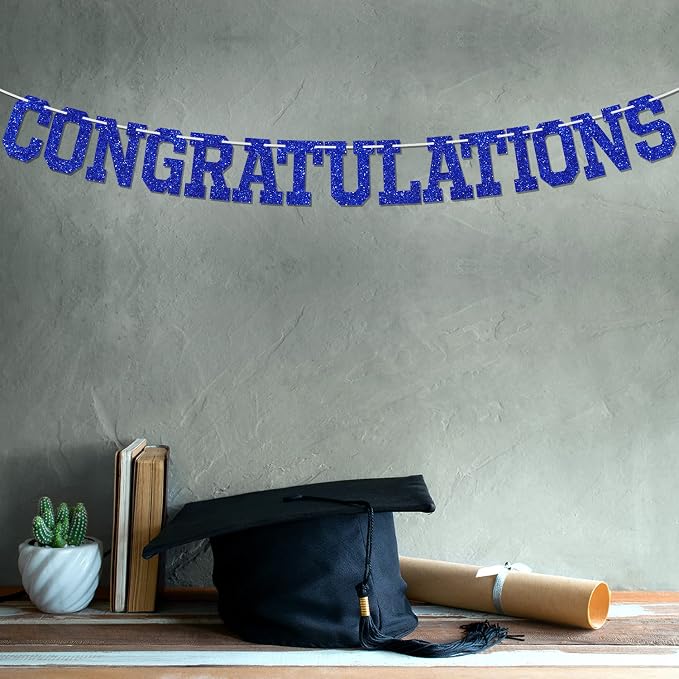 Blue Glitter Congratulations Banner, Achievement Celebrations, 2026 - Image 4