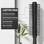 SALONSILK Hair Brush Comb Set, 5PCS Women Men Hair Brush & Styling Comb Set, Wide Tooth Rat Tail Fine Tooth Paddle Roller Combs - Professional Barber Tools for All Types