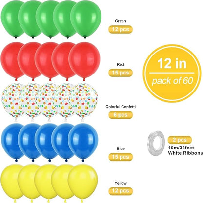 Biapian Red Yellow Blue Balloons, 12 Inch Matte Latex Balloons Colourful - Image 2