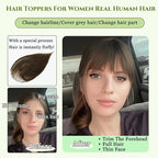 Hair Toppers for Women Real Human Hair, 360°3D Bangs Clip Human Toppers for Women with Thinning hair Realistic Scalp Line (Black, 3D Wispy Bangs(11 * 7))