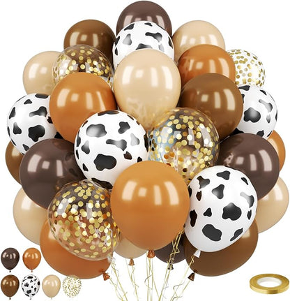 Brown Cow Balloons, 12 Inch Dark Brown Coffee Nude Tan Neutral Gold Confetti by Paready