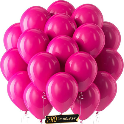 Pro Duralatex Hot Pink Extra-Thick Balloons 120 Pack 10 inch | Pink Balloons by Bezente